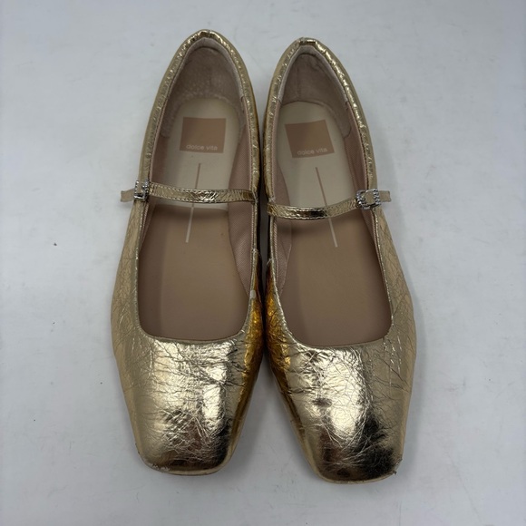 Dolce Vita Reyes Gold Mary Jane Flats Size 8 - Picture 9 of 12